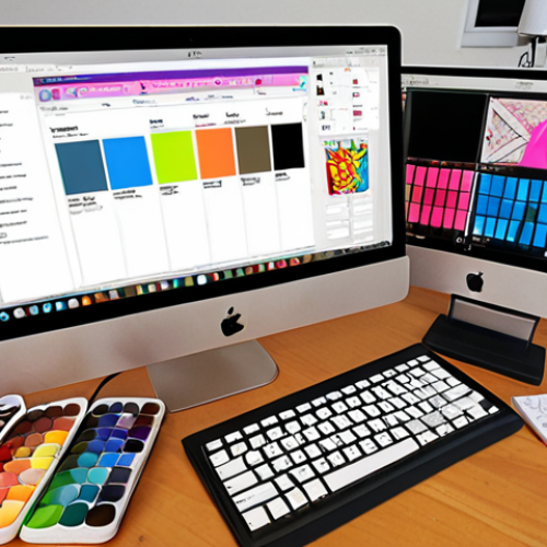 Home 4 ** A product designer's desk cluttered with design tools (sketchbooks, color swatches, a computer with design software open), emphasizing the importance of mastering design fundamentals like color psychology, typography, and layout. Focus on vibrant colors and a sense of organized chaos.
**